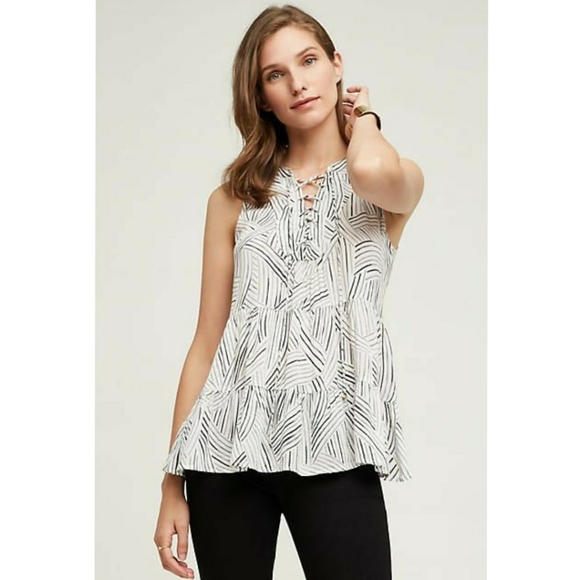 Anthropologie Tops - Anthropologie Black and White Patterned Tank Top